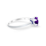 Simulated Sapphire Accent Cubic Zirconia Wedding Ring 925 Sterling Silver