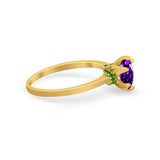 Simulated Emerald Accent Cubic Zirconia 925 Sterling Silver Wedding Ring