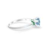 Simulated Emerald Accent Cubic Zirconia 925 Sterling Silver Wedding Ring