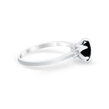 Art Deco Engagement Ring Round Simulated Cubic Zirconia 925 Sterling Silver