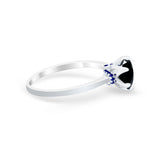 Simulated Sapphire Accent Cubic Zirconia Wedding Ring 925 Sterling Silver