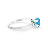 Simulated Emerald Accent Cubic Zirconia 925 Sterling Silver Wedding Ring
