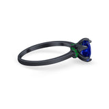 Simulated Emerald Accent Cubic Zirconia 925 Sterling Silver Wedding Ring