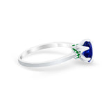 Simulated Emerald Accent Cubic Zirconia 925 Sterling Silver Wedding Ring