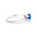 Simulated Ruby Accent Cubic Zirconia Wedding Bridal Ring 925 Sterling Silver