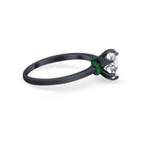 Simulated Emerald Accent Cubic Zirconia 925 Sterling Silver Wedding Ring
