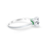 Simulated Emerald Accent Cubic Zirconia 925 Sterling Silver Wedding Ring