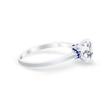 Simulated Sapphire Accent Cubic Zirconia Wedding Ring 925 Sterling Silver