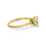Simulated Emerald Accent Cubic Zirconia 925 Sterling Silver Wedding Ring