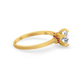 Simulated Ruby Accent Cubic Zirconia Wedding Bridal Ring 925 Sterling Silver