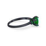 Simulated Emerald Accent Cubic Zirconia 925 Sterling Silver Wedding Ring
