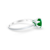 Simulated Emerald Accent Cubic Zirconia 925 Sterling Silver Wedding Ring