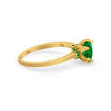 Simulated Emerald Accent Cubic Zirconia 925 Sterling Silver Wedding Ring