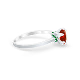 Simulated Emerald Accent Cubic Zirconia 925 Sterling Silver Wedding Ring
