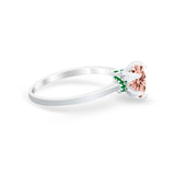 Simulated Emerald Accent Cubic Zirconia 925 Sterling Silver Wedding Ring