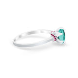 Simulated Ruby Accent Cubic Zirconia Wedding Bridal Ring 925 Sterling Silver