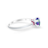 Simulated Ruby Accent Cubic Zirconia Wedding Bridal Ring 925 Sterling Silver