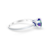 Simulated Sapphire Accent Cubic Zirconia Wedding Ring 925 Sterling Silver