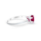 Simulated Ruby Accent Cubic Zirconia Wedding Bridal Ring 925 Sterling Silver