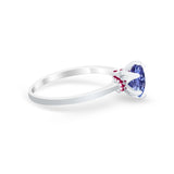 Simulated Ruby Accent Cubic Zirconia Wedding Bridal Ring 925 Sterling Silver