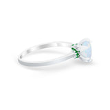 Simulated Emerald Accent Cubic Zirconia 925 Sterling Silver Wedding Ring