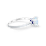 Simulated Sapphire Accent Cubic Zirconia Wedding Ring 925 Sterling Silver