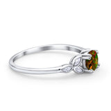 Vintage Art Deco Wedding Ring Round Simulated Cubic Zirconia 925 Sterling Silver