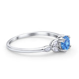Vintage Art Deco Wedding Ring Round Simulated Cubic Zirconia 925 Sterling Silver