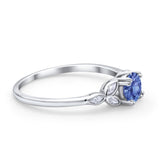 Vintage Art Deco Wedding Ring Round Simulated Cubic Zirconia 925 Sterling Silver