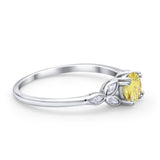Vintage Art Deco Wedding Ring Round Simulated Cubic Zirconia 925 Sterling Silver
