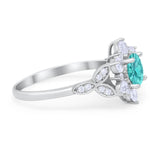Floral Vintage Style Engagement Cluster Ring Round Cubic Zirconia 925 Sterling Silver