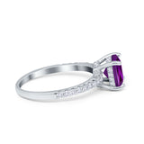 Vintage Cushion Cut Engagement Ring Simulated Cubic Zirconia 925 Sterling Silver