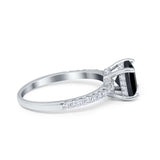 Vintage Cushion Cut Engagement Ring Simulated Cubic Zirconia 925 Sterling Silver