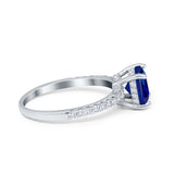 Vintage Cushion Cut Engagement Ring Simulated Cubic Zirconia 925 Sterling Silver