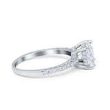 Vintage Cushion Cut Engagement Ring Simulated Cubic Zirconia 925 Sterling Silver