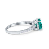 Vintage Cushion Cut Engagement Ring Simulated Cubic Zirconia 925 Sterling Silver