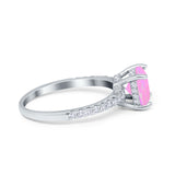 Vintage Cushion Cut Engagement Ring Simulated Cubic Zirconia 925 Sterling Silver