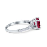 Vintage Cushion Cut Engagement Ring Simulated Cubic Zirconia 925 Sterling Silver