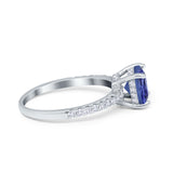 Vintage Cushion Cut Engagement Ring Simulated Cubic Zirconia 925 Sterling Silver