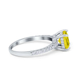 Vintage Cushion Cut Engagement Ring Simulated Cubic Zirconia 925 Sterling Silver
