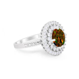 Halo Cocktail Wedding Engagement Ring Round Cubic Zirconia 925 Sterling Silver