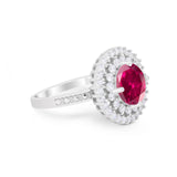 Halo Cocktail Wedding Engagement Ring Round Cubic Zirconia 925 Sterling Silver
