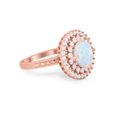 Halo Cocktail Wedding Engagement Ring Round Cubic Zirconia 925 Sterling Silver