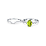 Two Piece Wedding Ring Band Round Simulated Cubic Zirconia 925 Sterling Silver