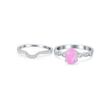 Two Piece Wedding Ring Band Round Simulated Cubic Zirconia 925 Sterling Silver
