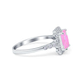 Halo Radiant Cut Wedding Ring Simulated Cubic Zirconia 925 Sterling Silver