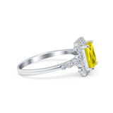 Halo Radiant Cut Wedding Ring Simulated Cubic Zirconia 925 Sterling Silver