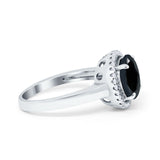 Halo Engagement Ring Large Round Simulated Cubic Zirconia 925 Sterling Silver