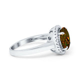 Halo Engagement Ring Large Round Simulated Cubic Zirconia 925 Sterling Silver