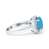 Halo Engagement Ring Large Round Simulated Cubic Zirconia 925 Sterling Silver